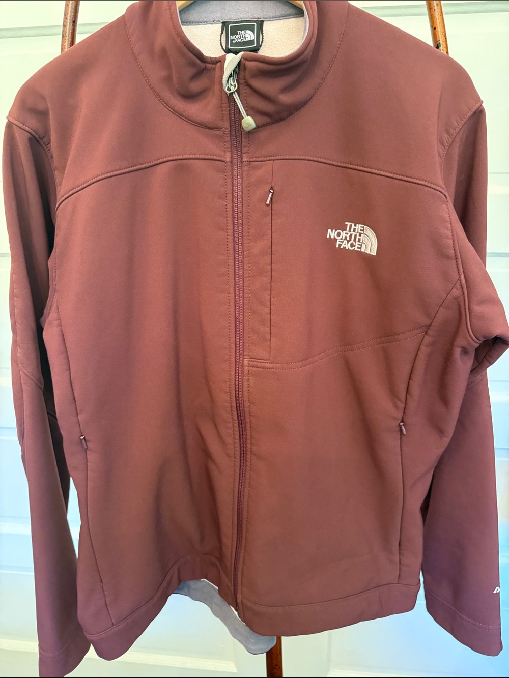 The North Face Apex Soft Shell Jacket Burgundy Fleece Lined Full Zip XL
